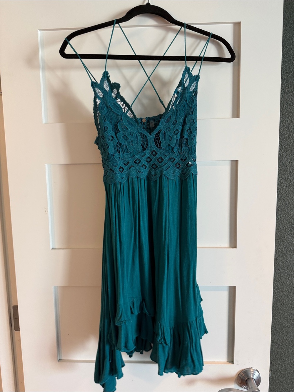 Free People Teal Lace Bodice Strappy Dress